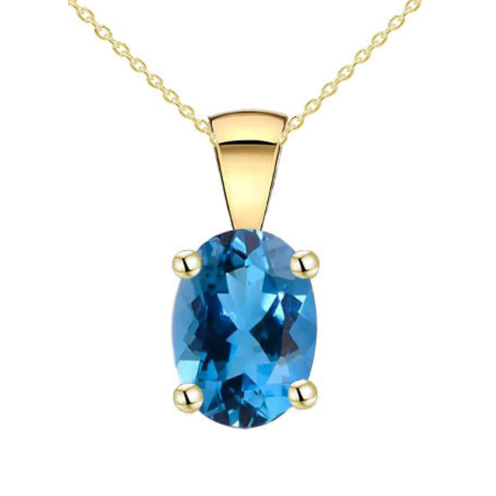 9ct Yellow Gold Swiss Blue Topaz Pendant