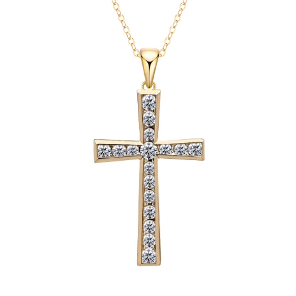 9ct Yellow Gold Diamond Cross Pedant