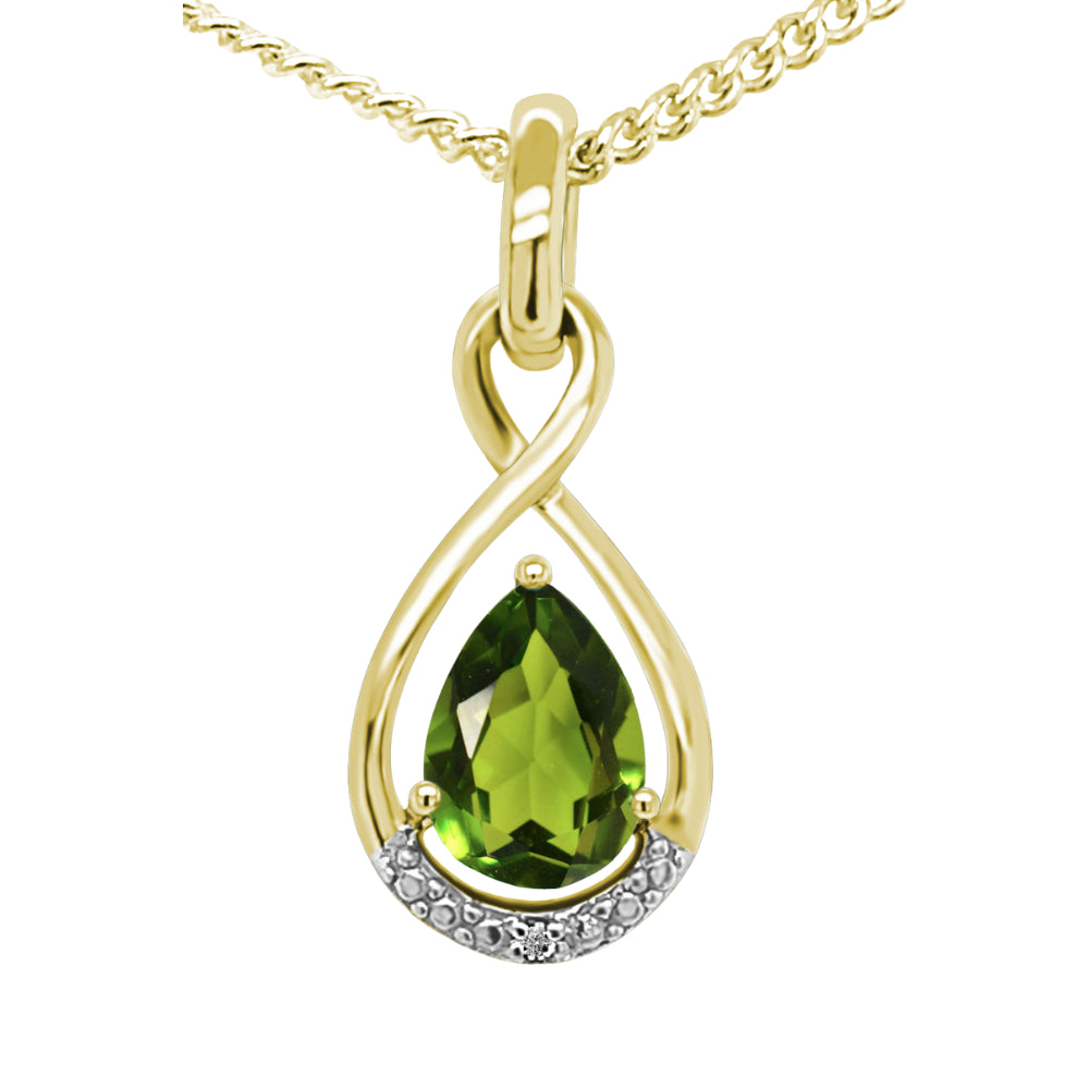 9ct Yellow Gold Peridot & Diamond Pendant