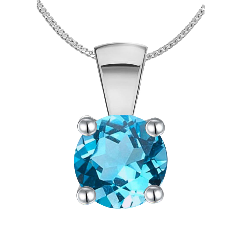 9ct White Gold Blue Topaz Pendant