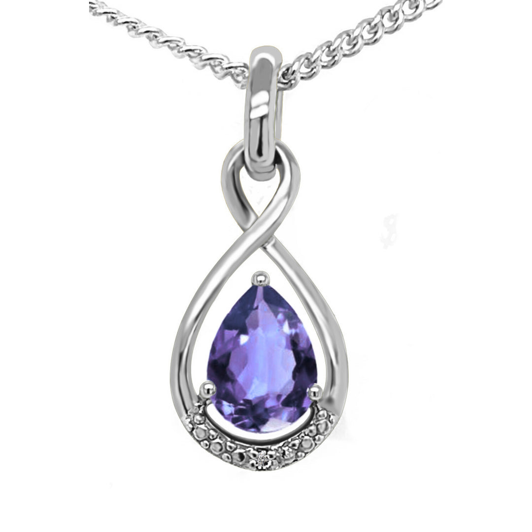 9ct White Gold Tanzanite & Diamond Pendant