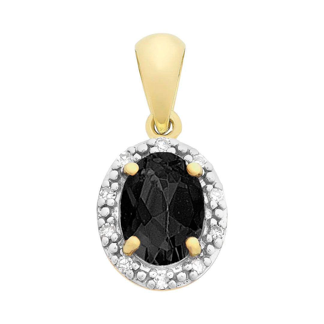 9ct Yellow Gold Sapphire & Diamond Pendant