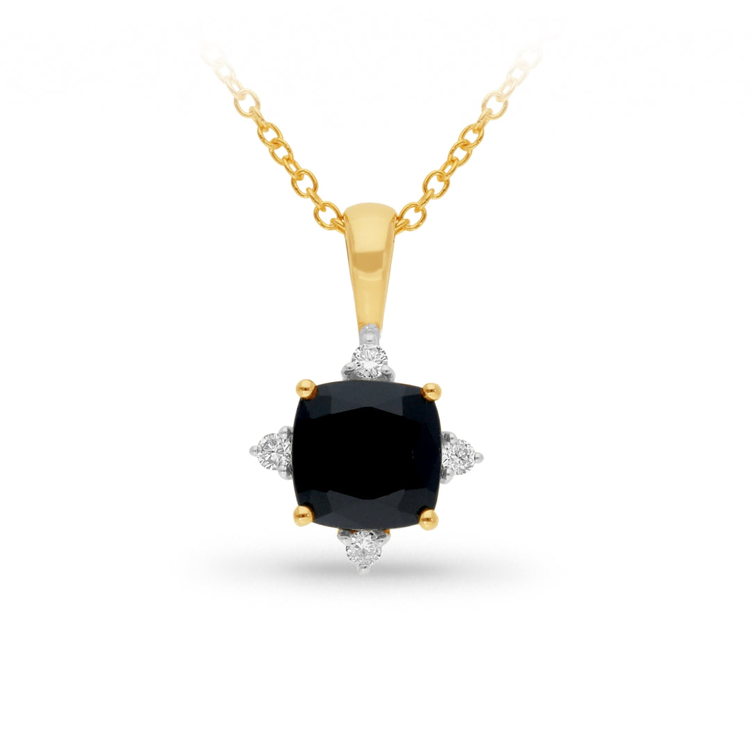 9ct Yellow Gold Sapphire & Diamond Pendant