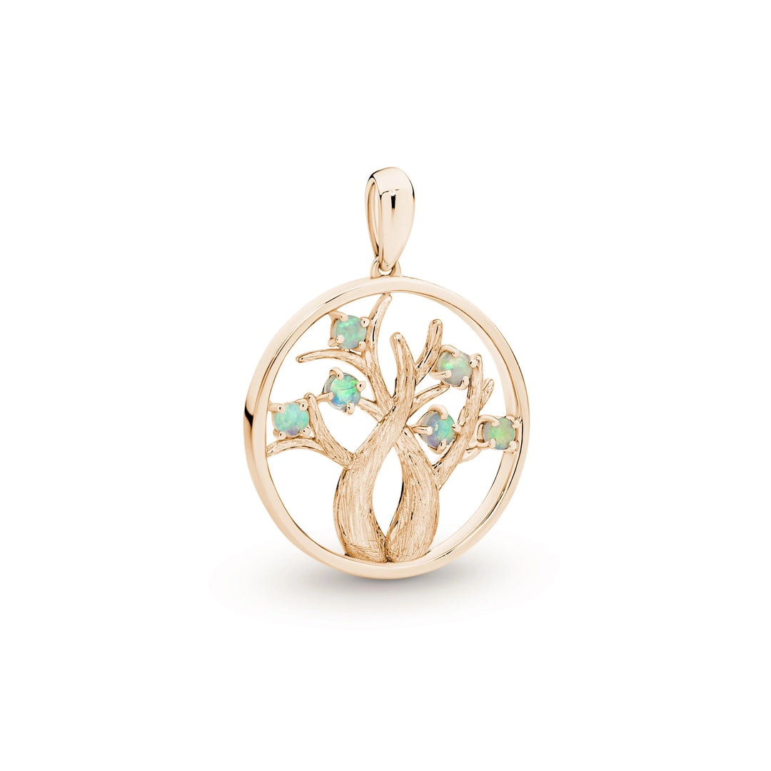 9ct Yellow Gold Opal "Tree Of Life" Pendant