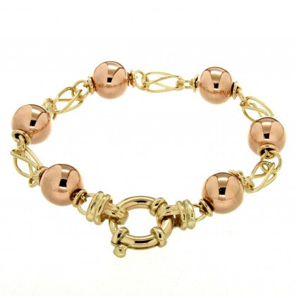 9ct Yellow & Rose Gold Ball Bracelet