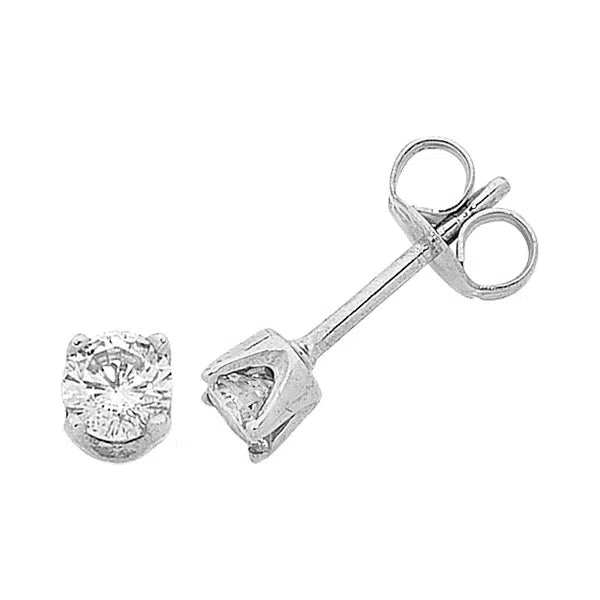 9ct White Gold Diamond Stud Earrings