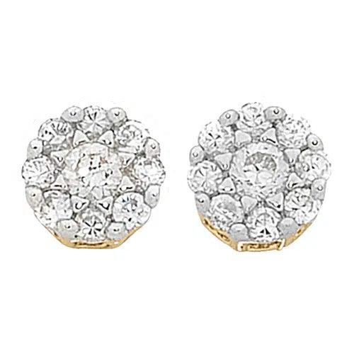 9ct Yellow Gold Diamond Stud Earrings