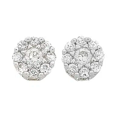 9ct White Gold Diamond Stud Earrings