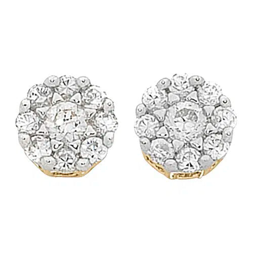 9ct Yellow Gold Diamond Stud Earrings