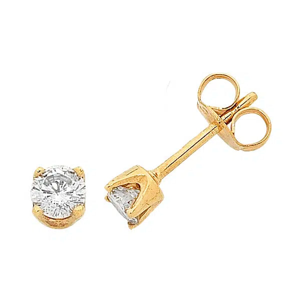 9ct Yellow Gold Diamond Stud Earrings
