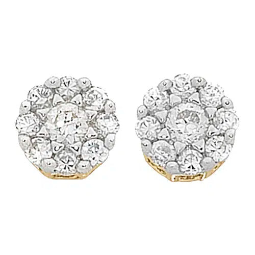 9ct Yellow Gold Diamond Stud Earrings