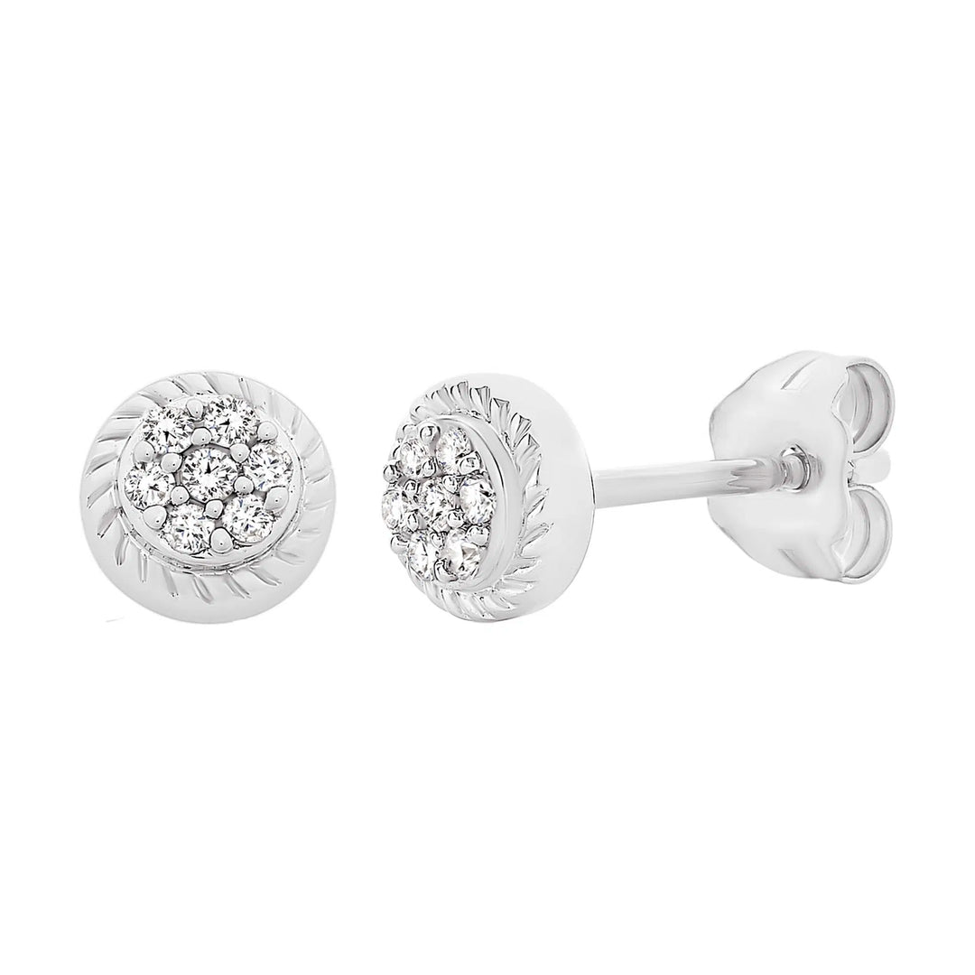 9ct White Gold Diamond Twirl Stud Earrings