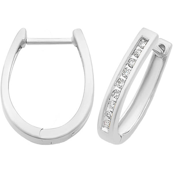 9ct White Gold Diamond Huggie Earrings