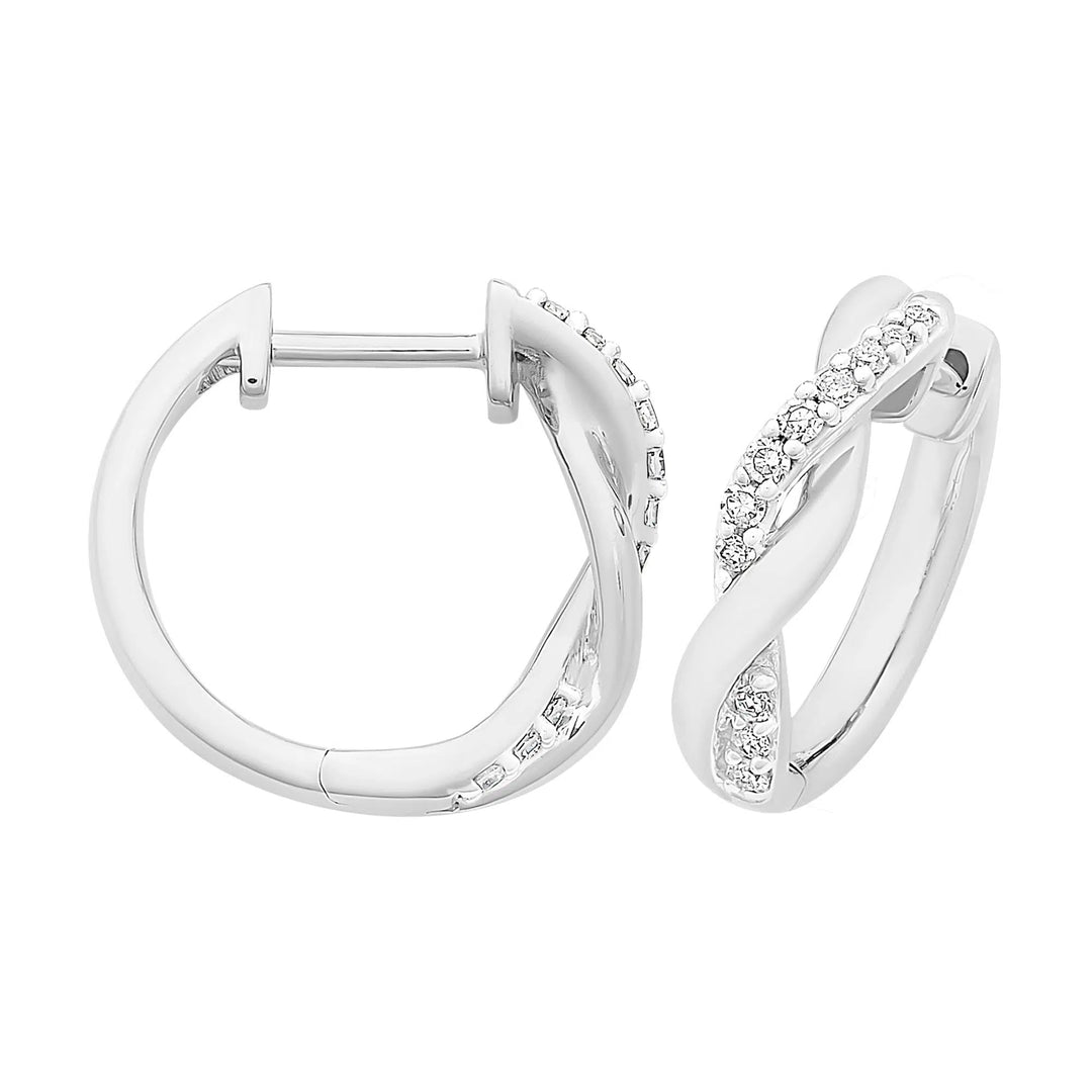 9ct White Gold Diamond Huggie Earrings