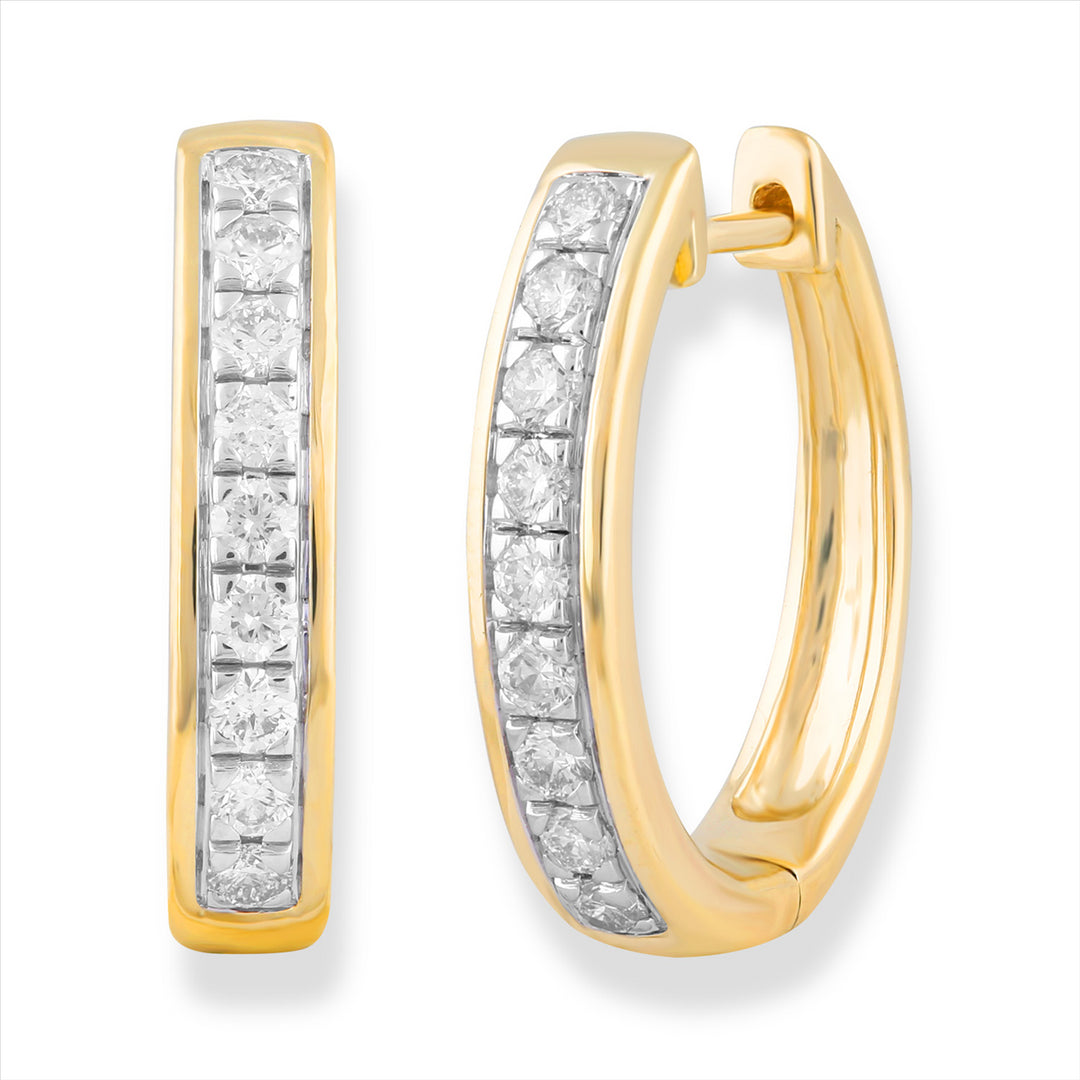 9ct Yellow Gold Diamond Huggie Earrings
