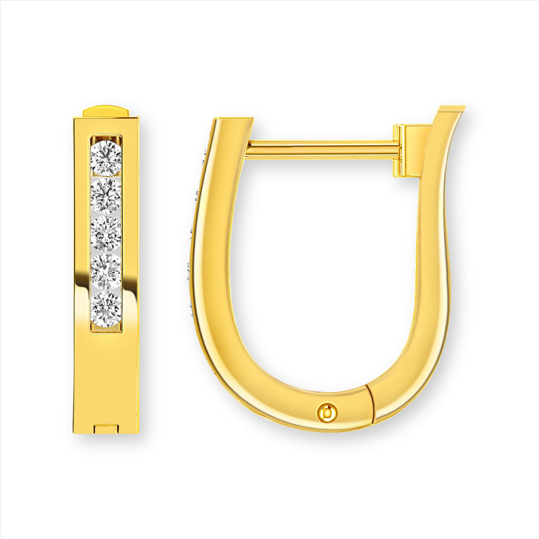 9ct Yellow Gold Diamond Huggie Earrings