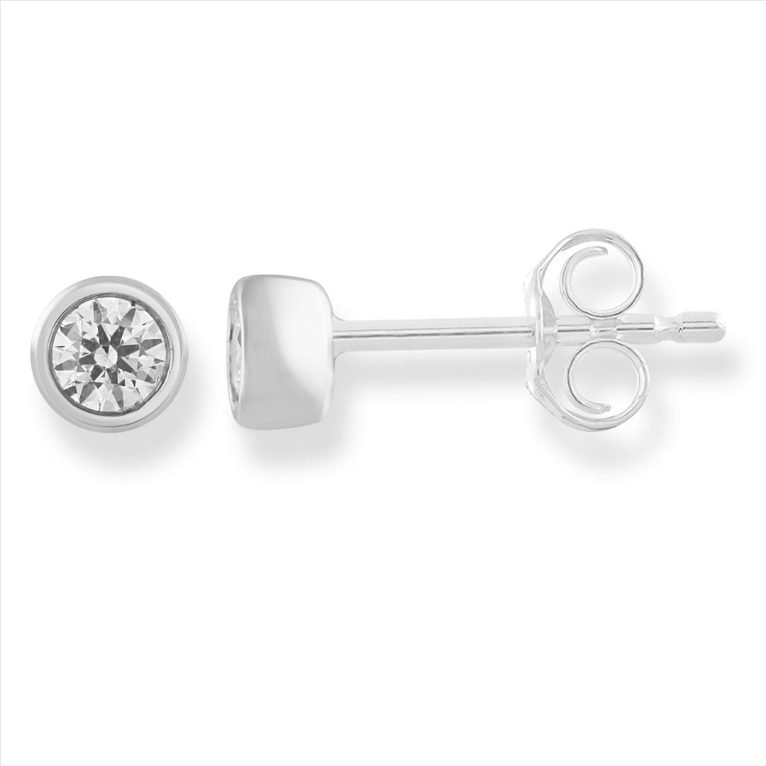 9ct White Gold Diamond Stud Earrings