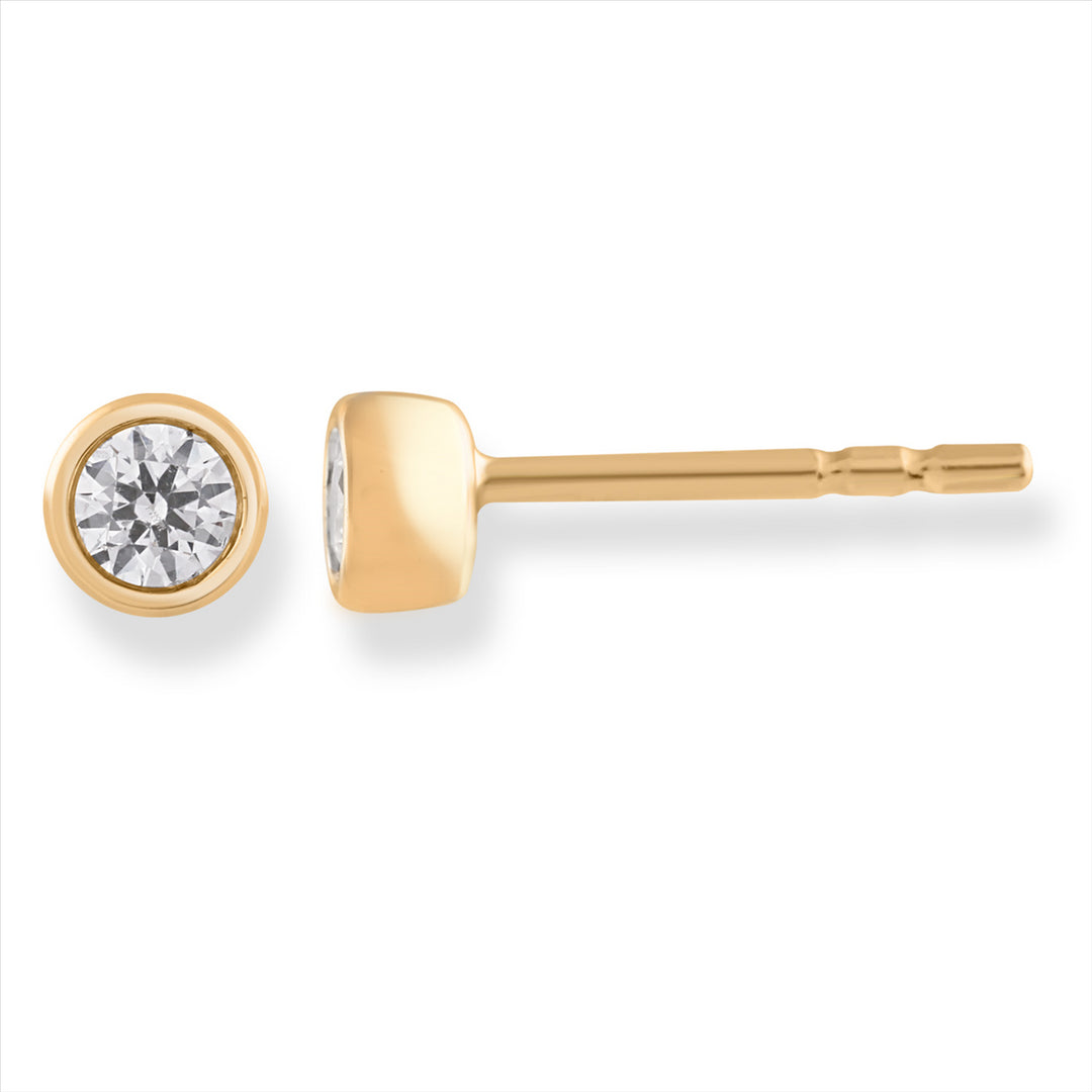 9ct Yellow Gold Diamond Stud Earrings