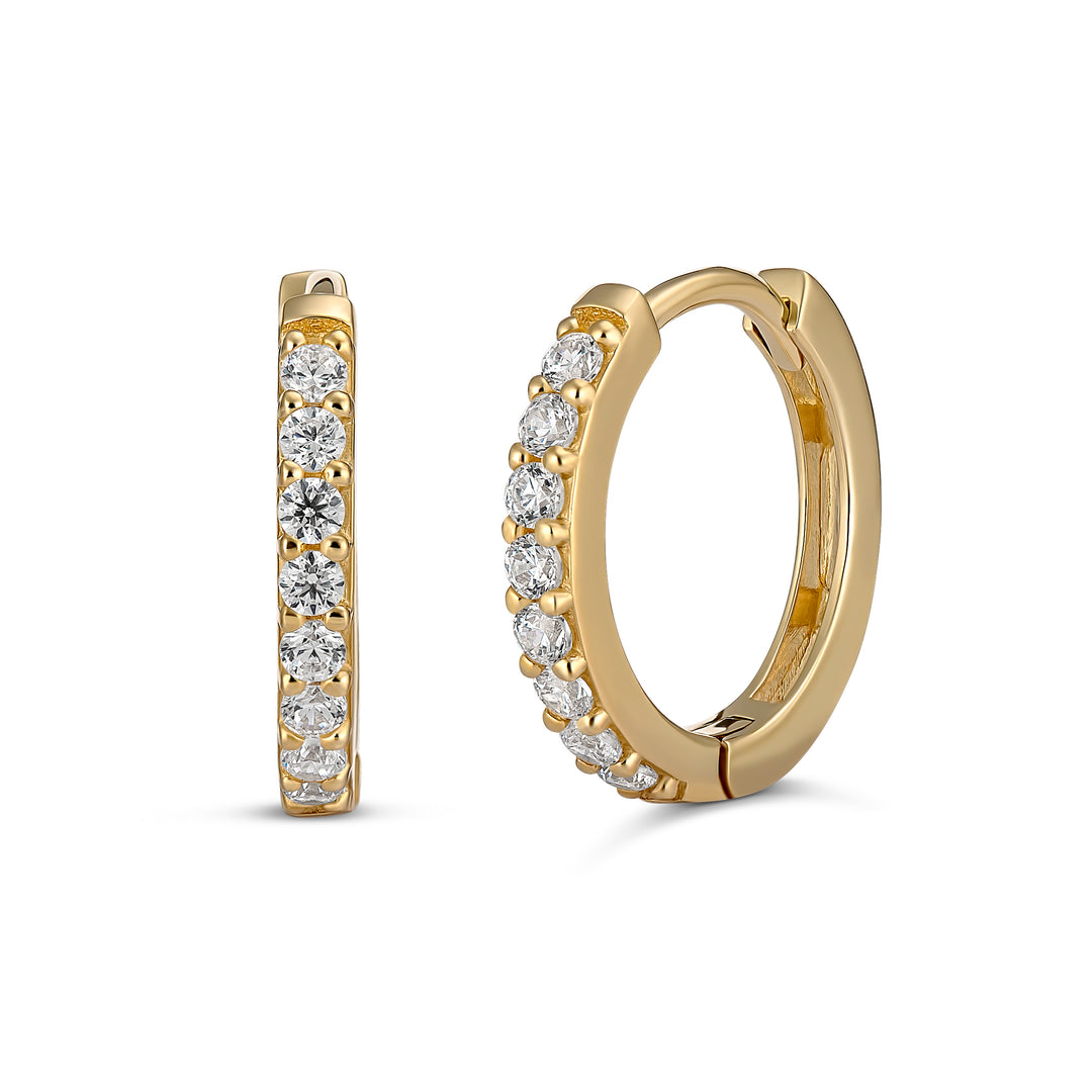 9ct Yellow Gold Diamond Huggie Earrings