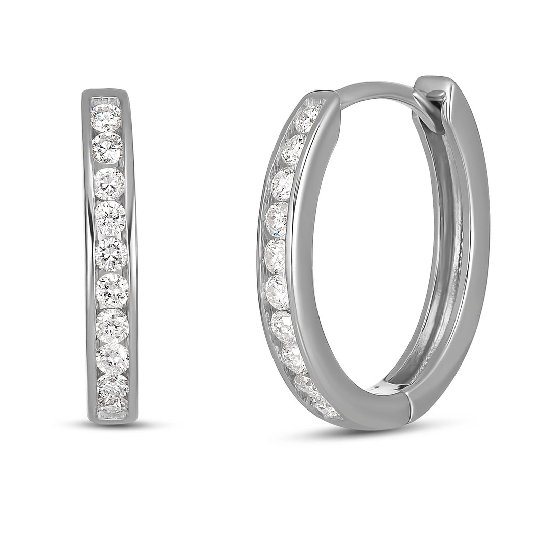 9ct White Gold Lab Grown Diamond Huggie Earrings