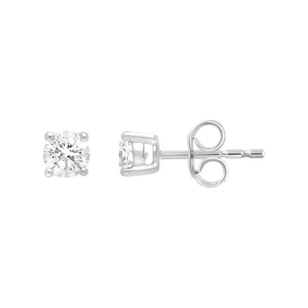 9ct White Gold Diamond Stud Earrings
