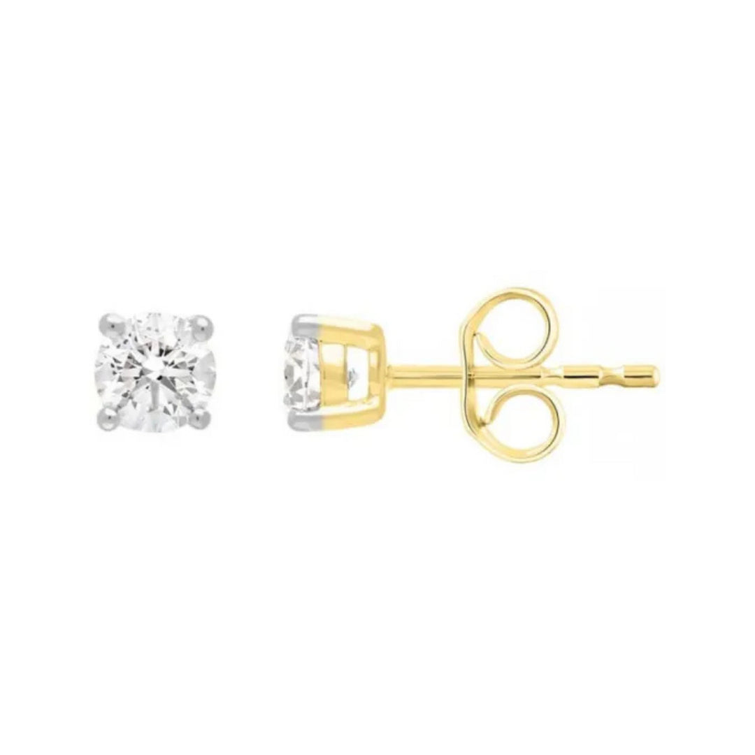9ct Yellow Gold Diamond Stud Earrings