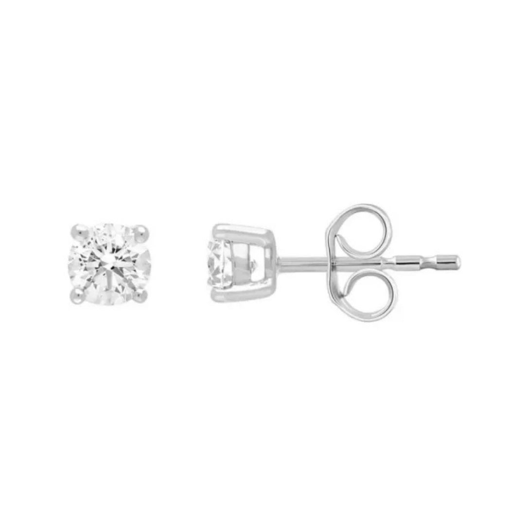 9ct White Gold Diamond Stud Earrings