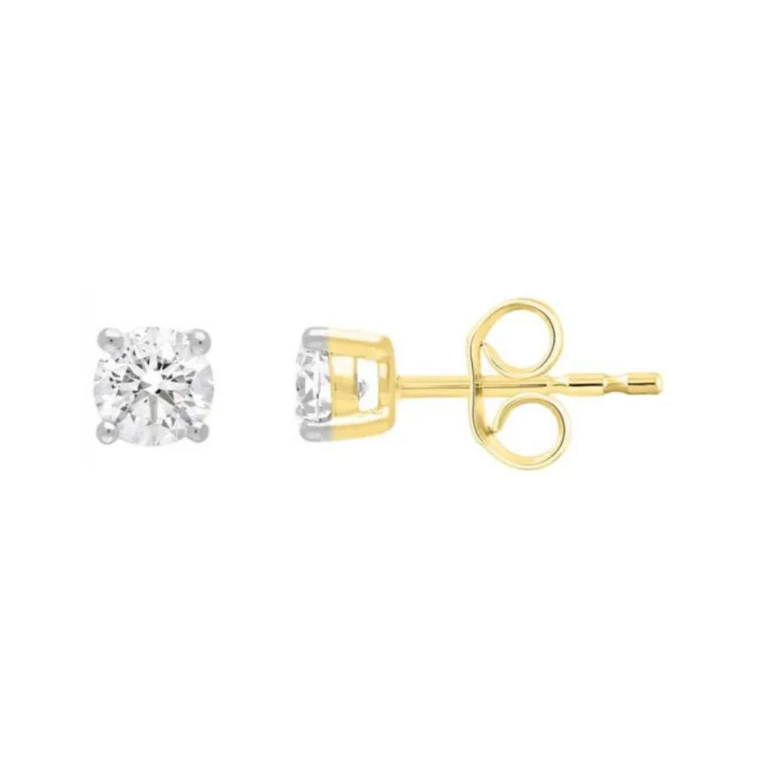 9ct Yellow Gold Diamond Stud Earrings