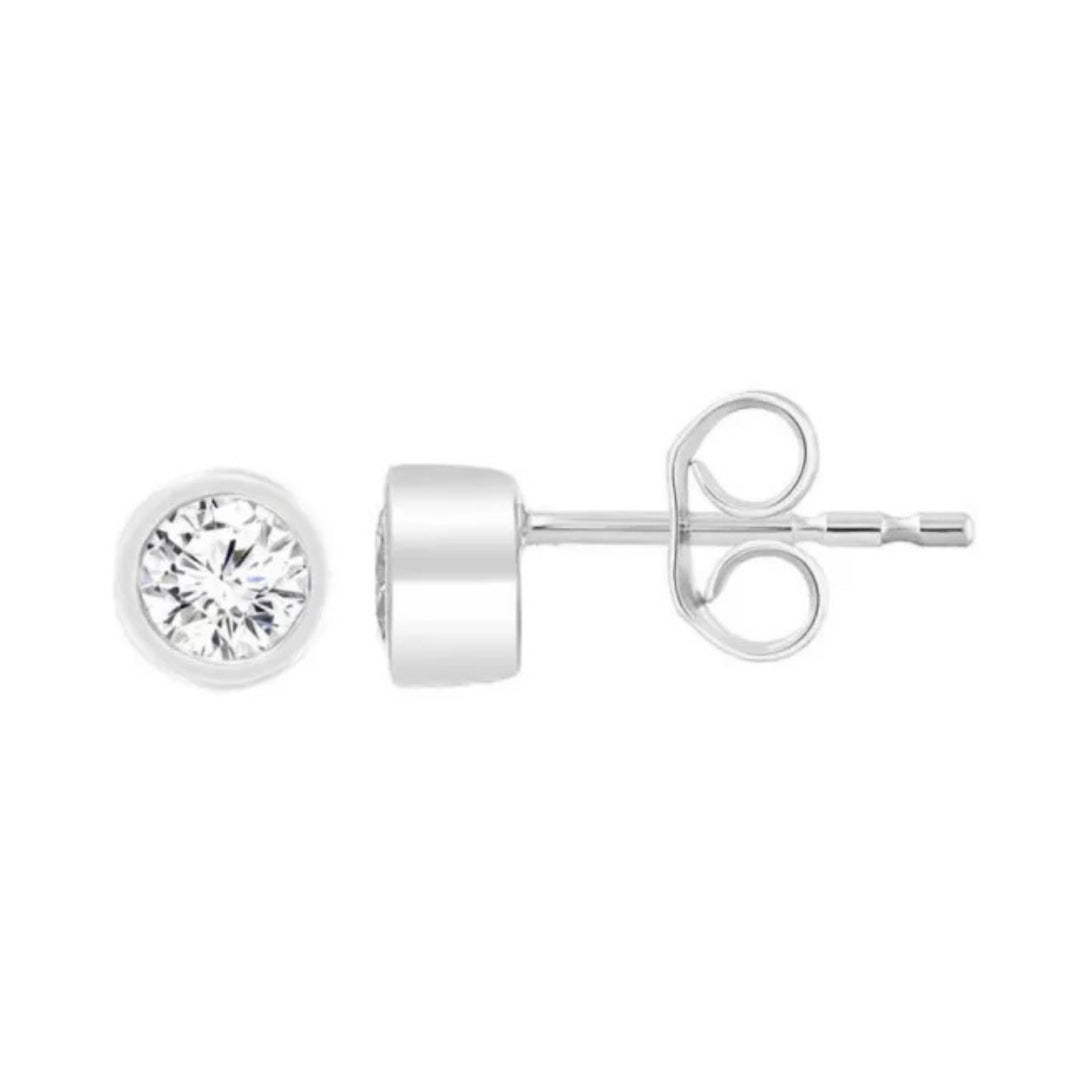 9ct White Gold Diamond Stud Earrings