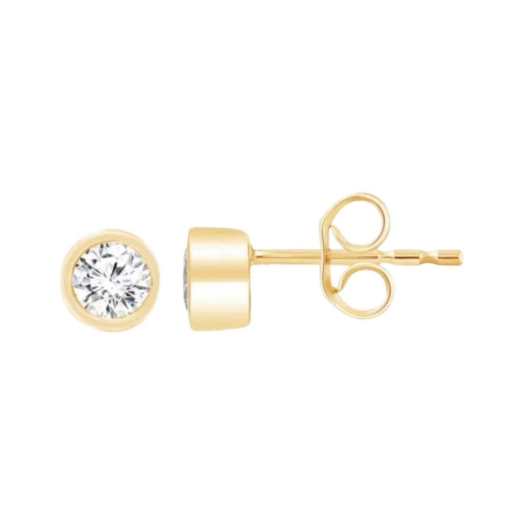 9ct Yellow Gold Diamond Stud Earrings