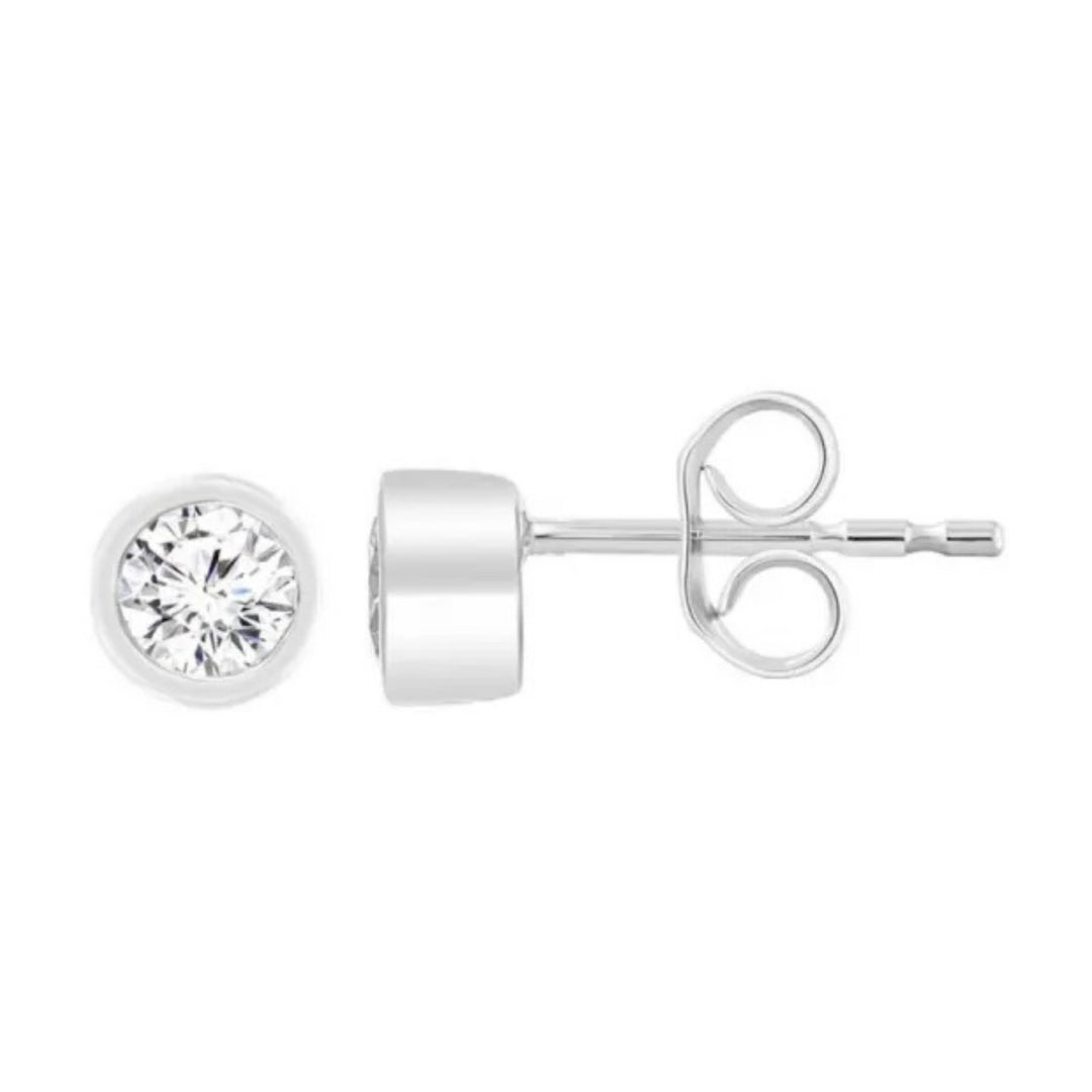 9ct White Gold Diamond Stud Earrings