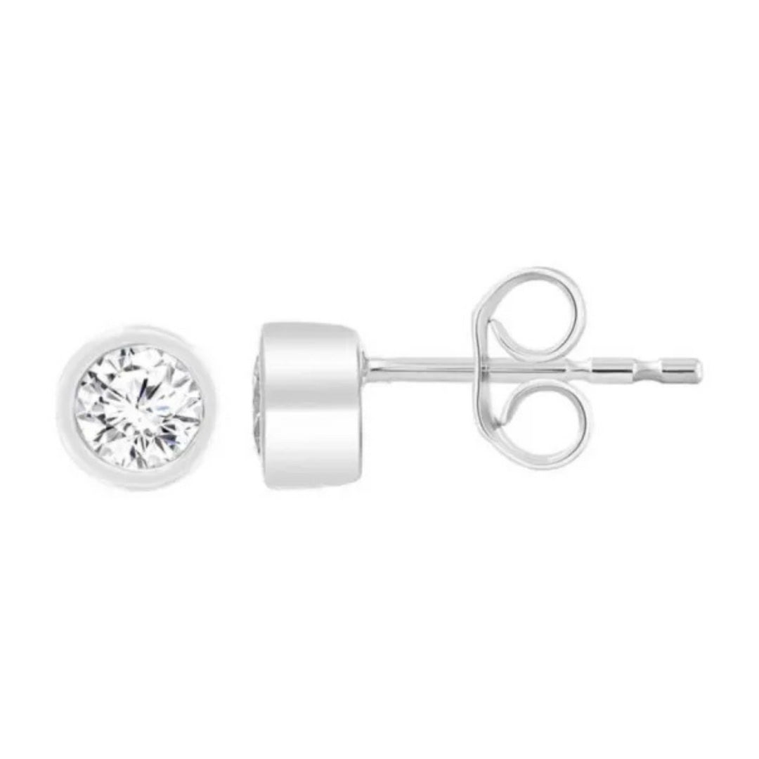 9ct White Gold Diamond Stud Earrings