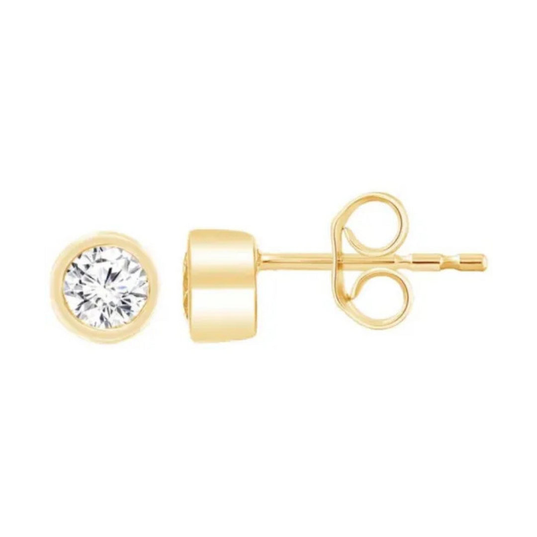 9ct Yellow Gold Diamond Stud Earrings