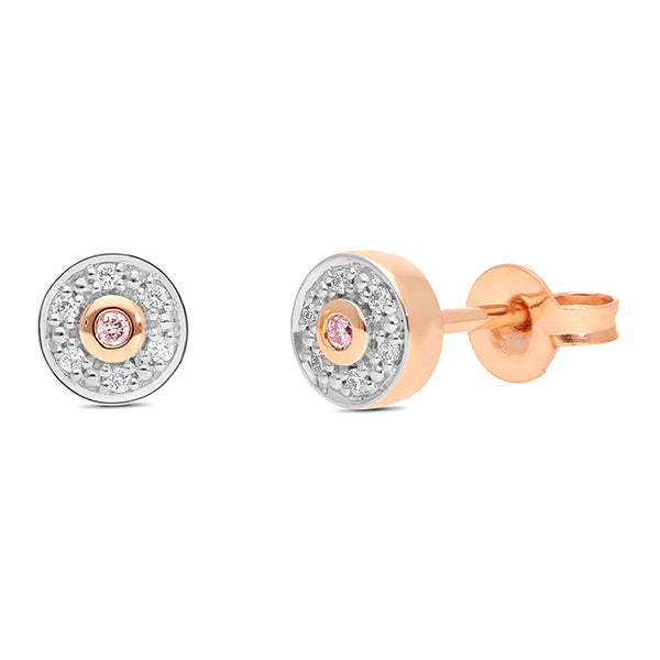 9ct Rose Gold Australian Pink Diamond Stud Earrings