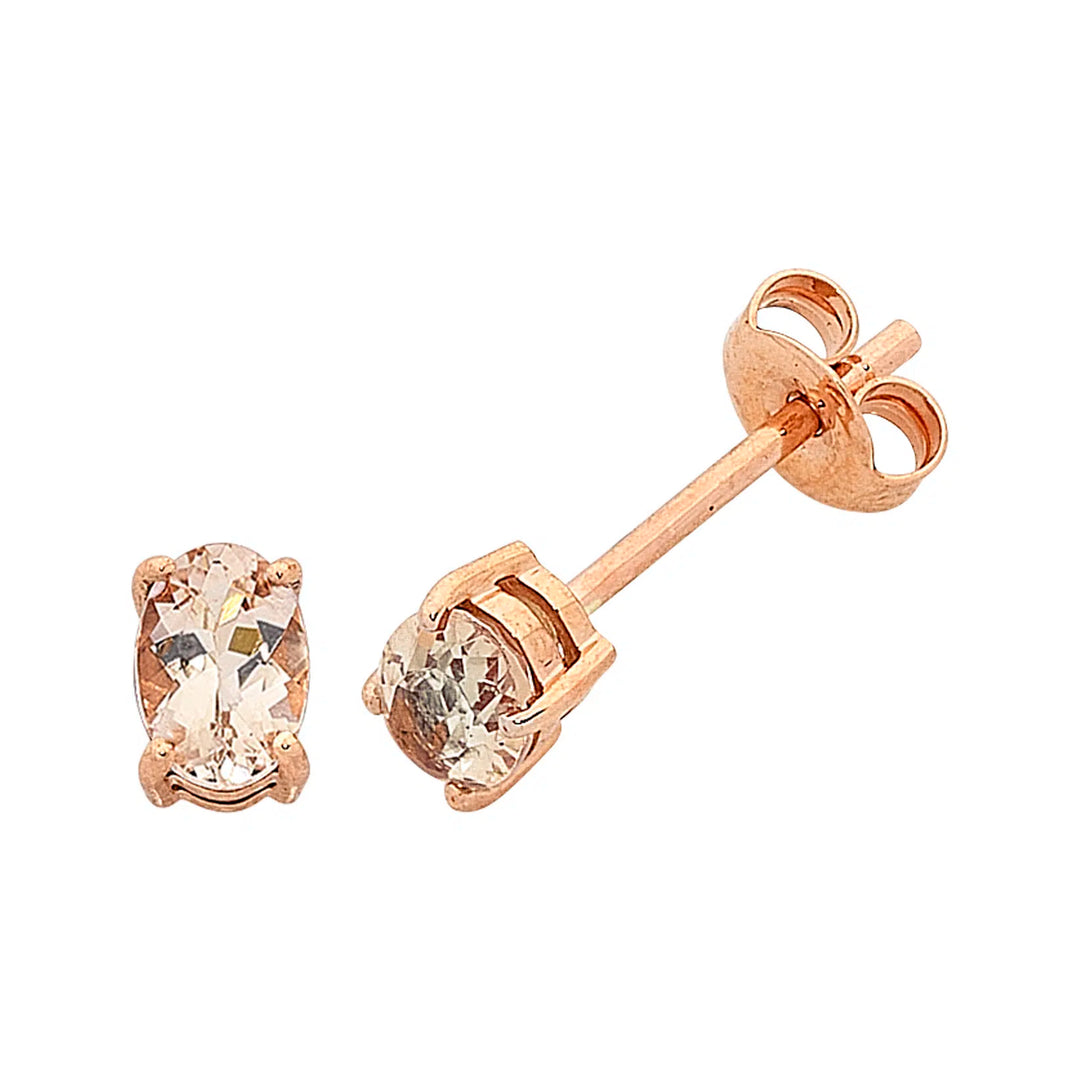 9ct Rose Gold Morganite Stud Earrings