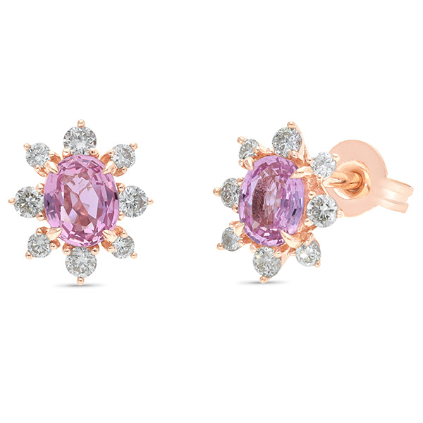 9ct Rose Gold Sapphire & Diamond Stud Earrings