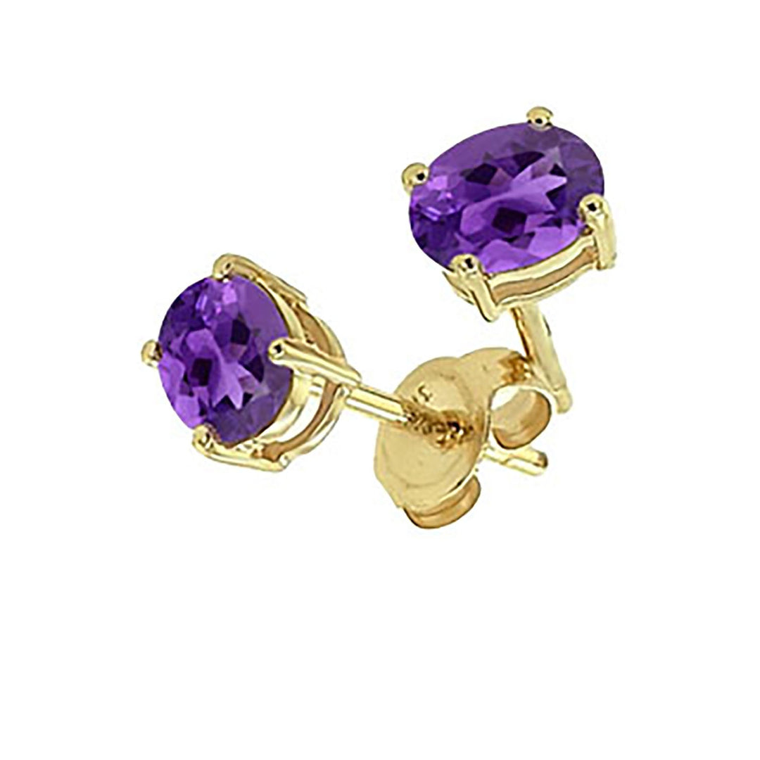 9ct Yellow Gold February Birthstone Earrings