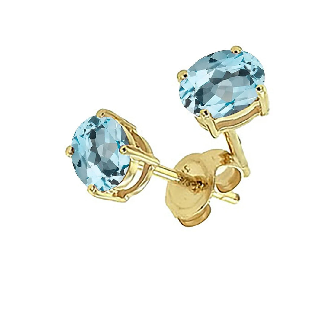9ct Yellow Gold Blue Topaz Stud Earrings