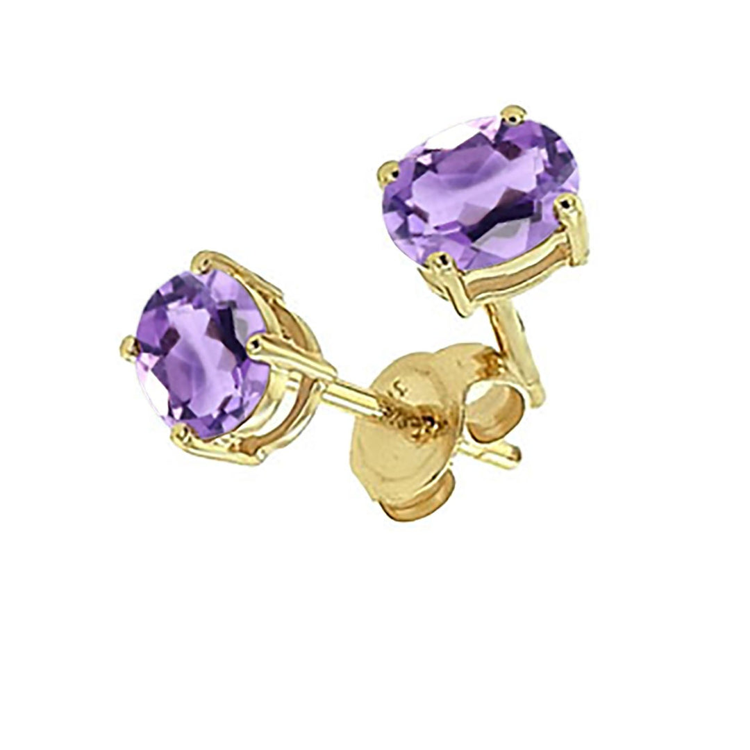 9ct Yellow Gold Pink Amethyst Earrings