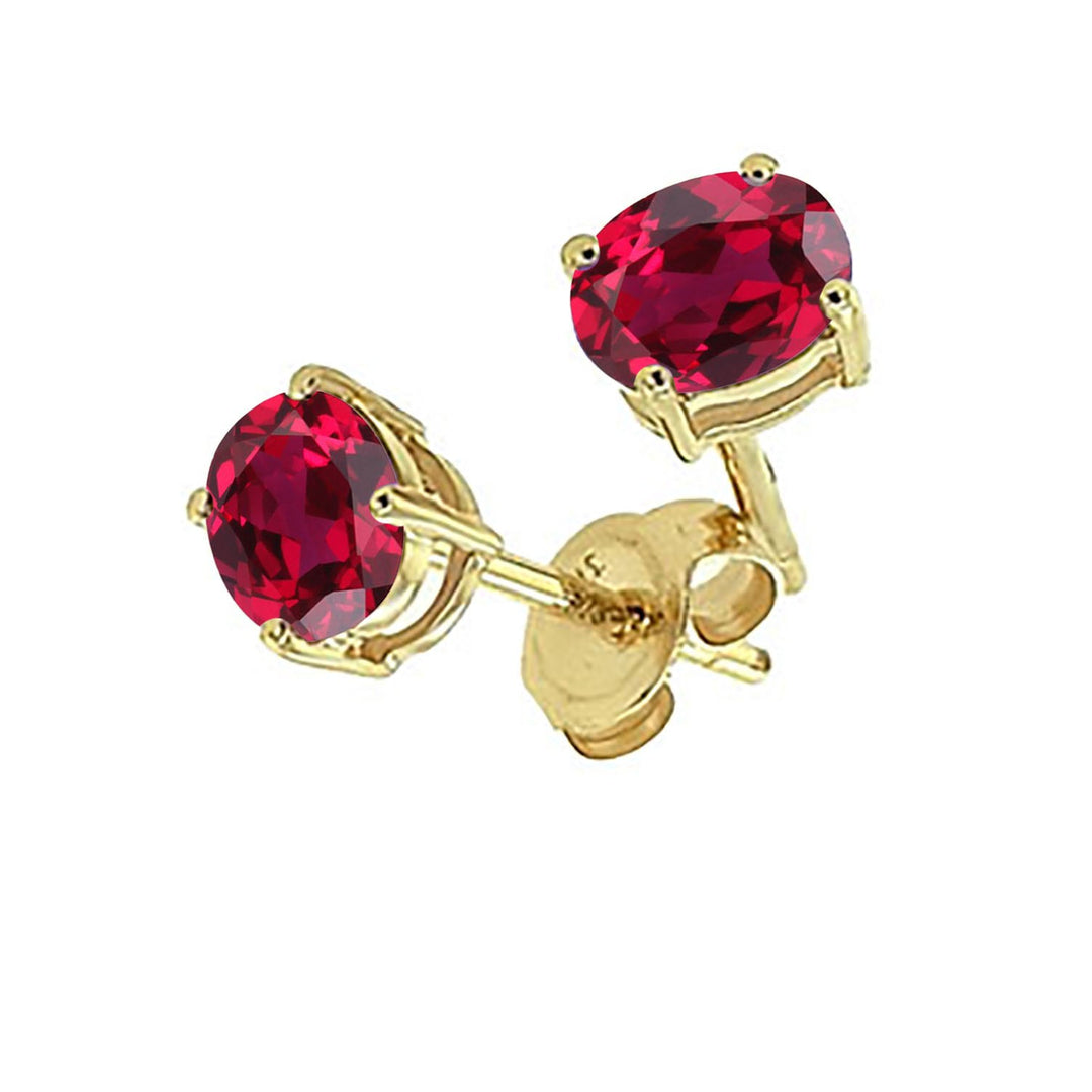 9ct Yellow Gold Created Ruby Stud Earrings