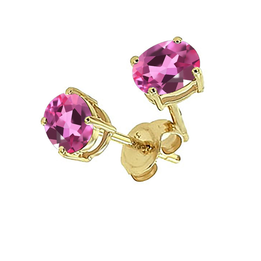 9ct Yellow Gold Created Sapphire Stud Earrings