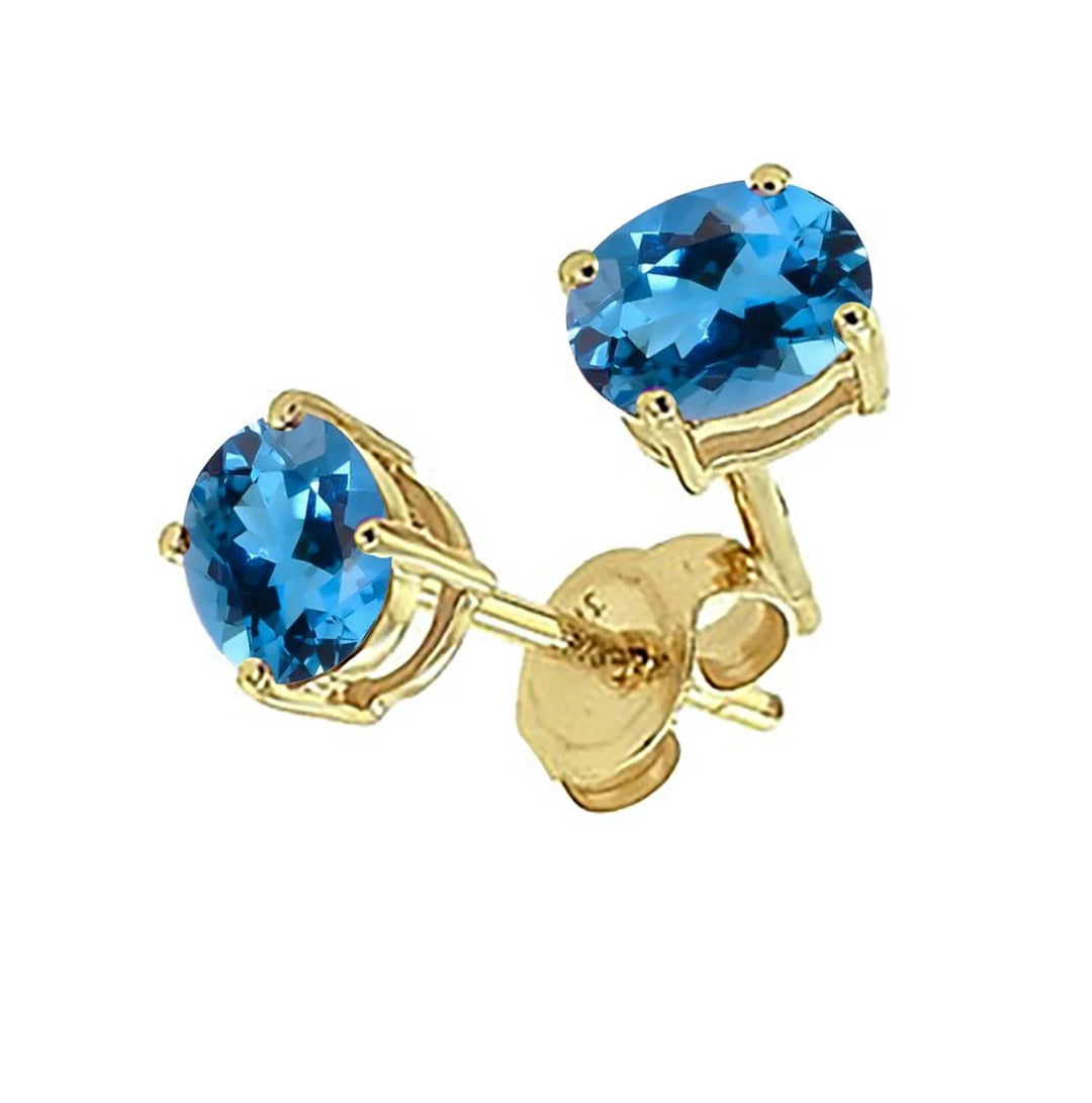 9ct Yellow Gold Blue Topaz Stud Earrings