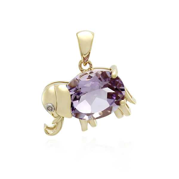 9ct Yellow Gold Amethyst & Diamond Pendant