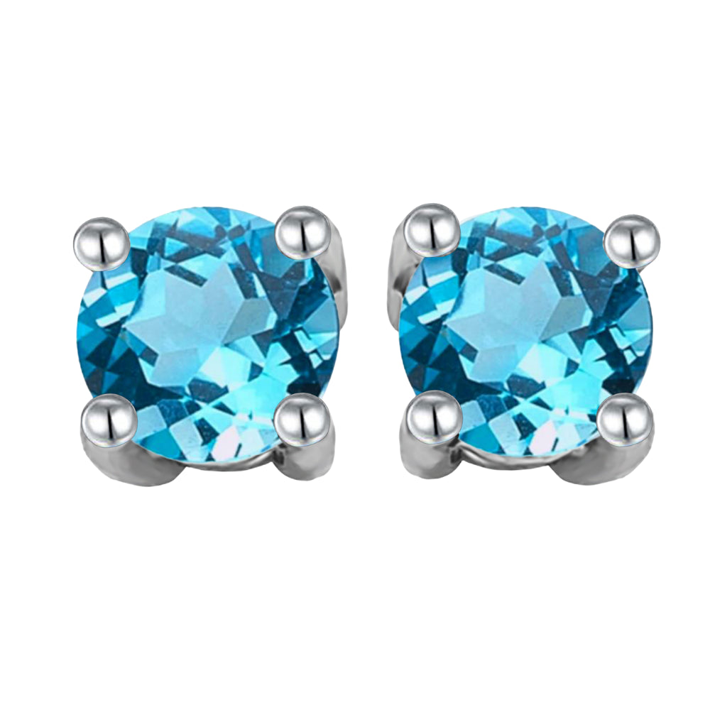 9ct White Gold Blue Topaz Stud Earrings