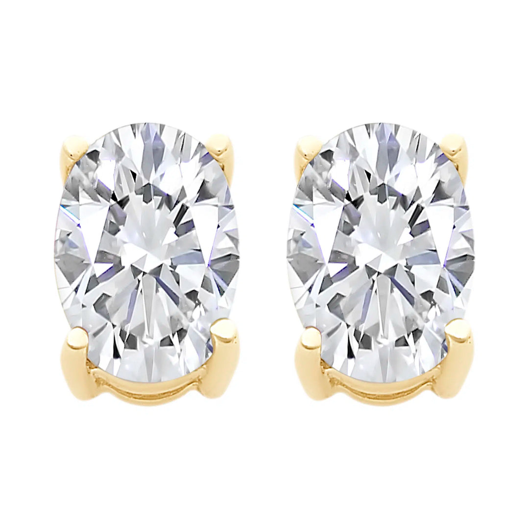 9ct Yellow Gold Cubic Zirconia Stud Earrings