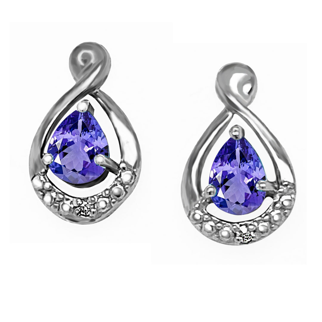 9ct White Gold Tanzanite & Diamond Stud Earrings