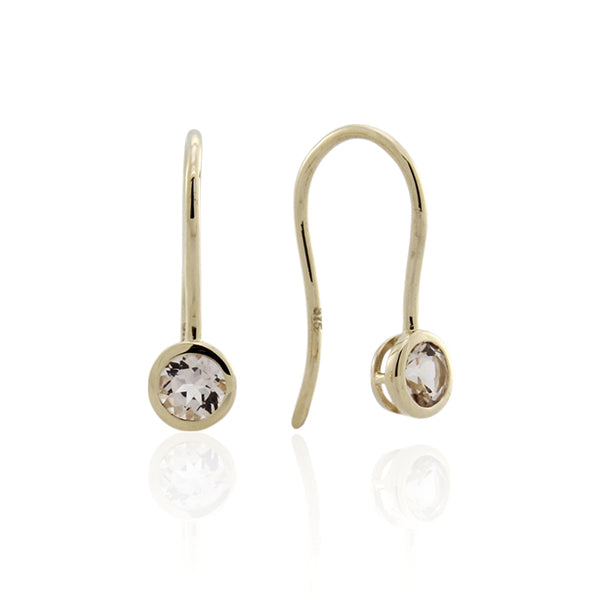 9ct Yellow Gold Morganite Shepherd Hook Earrings