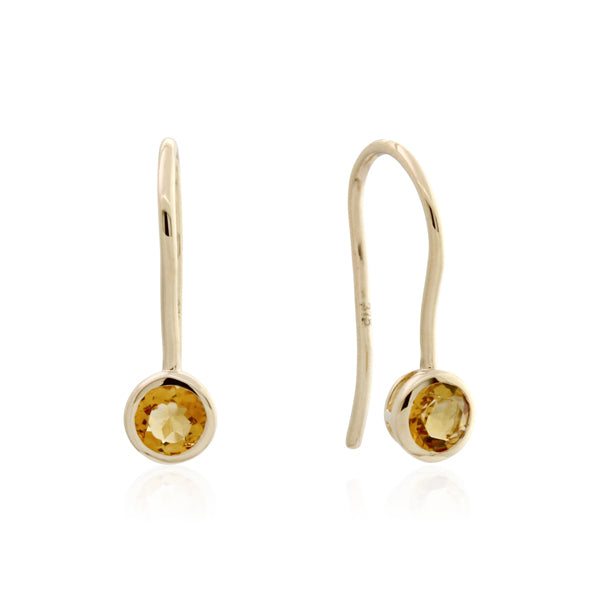 9ct Yellow Gold Citrine Shepherd Hook Earirngs