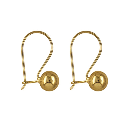 9ct Yellow Gold Euro Ball Earwire Earrings