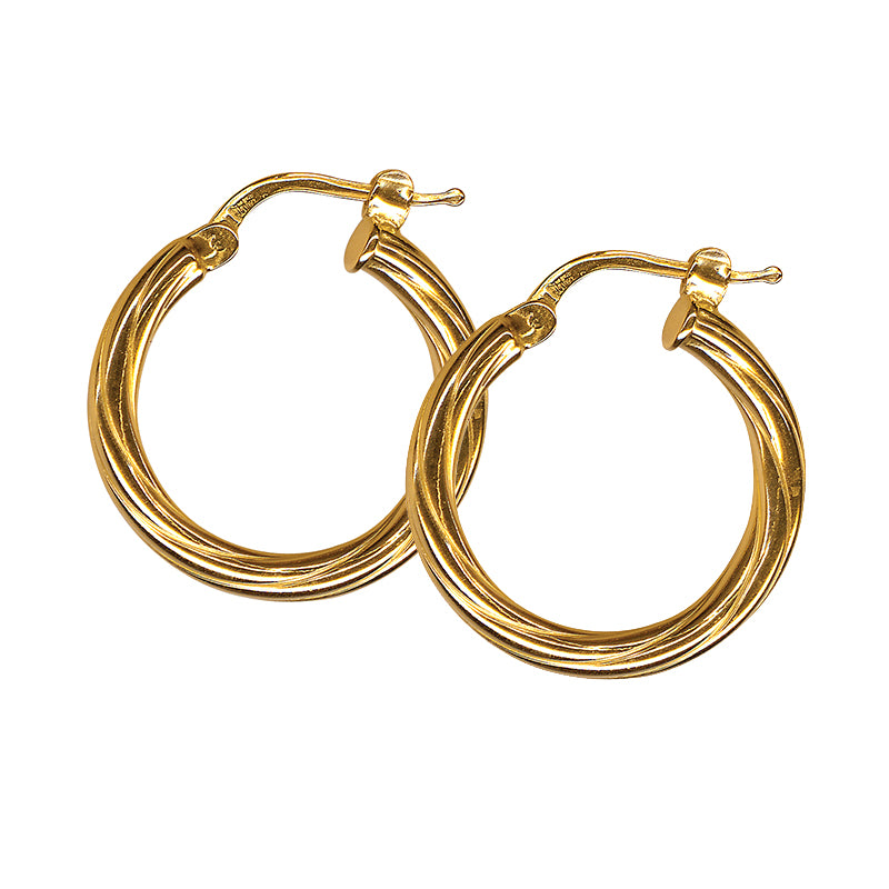 9ct Yellow Gold Twisted Hoop Earrings